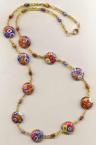 Millefiori, "Fine" Long Disc Necklace, 33 Inches